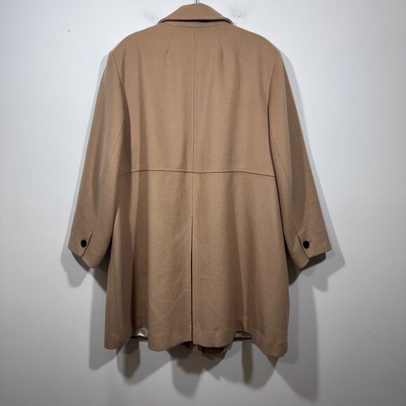 Land's End Women's Camel Wool Blend Car Coat Jacket Size 26W Office Preppy - Picture 4 of 8